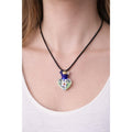 Vintage Glass Heart Bottle Pendant Necklace with Floral Design