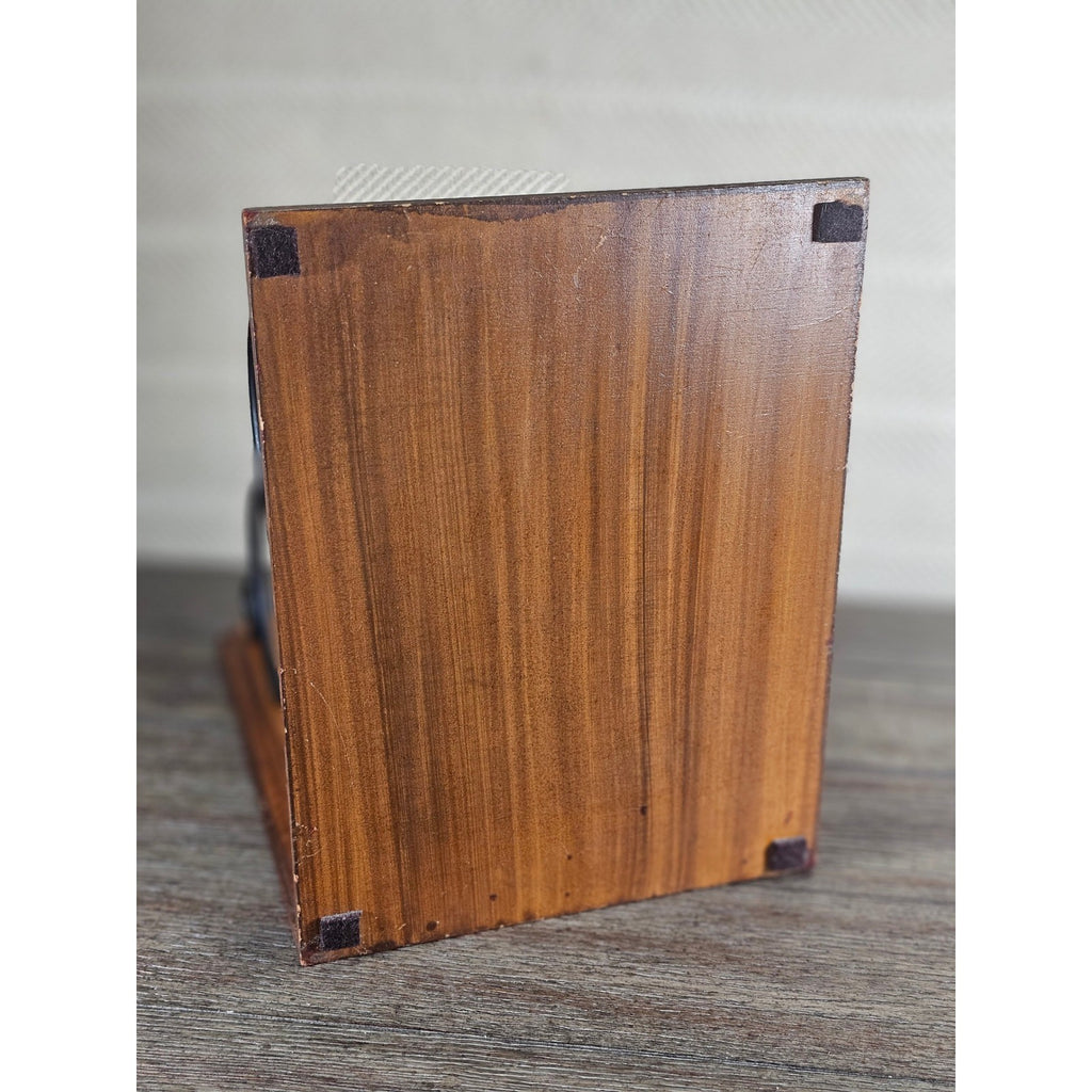 Vintage Countertop Wine Bottle Rack | Wood & Black Metal | Holds 3 Bottles