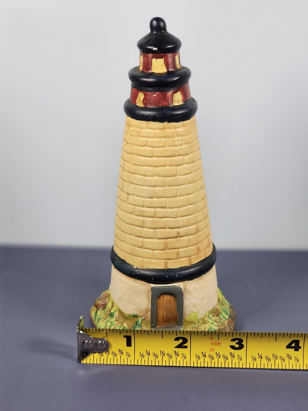 Vintage K’s Collection Beige-colored Brick  Lighthouse 6" Tall Blue