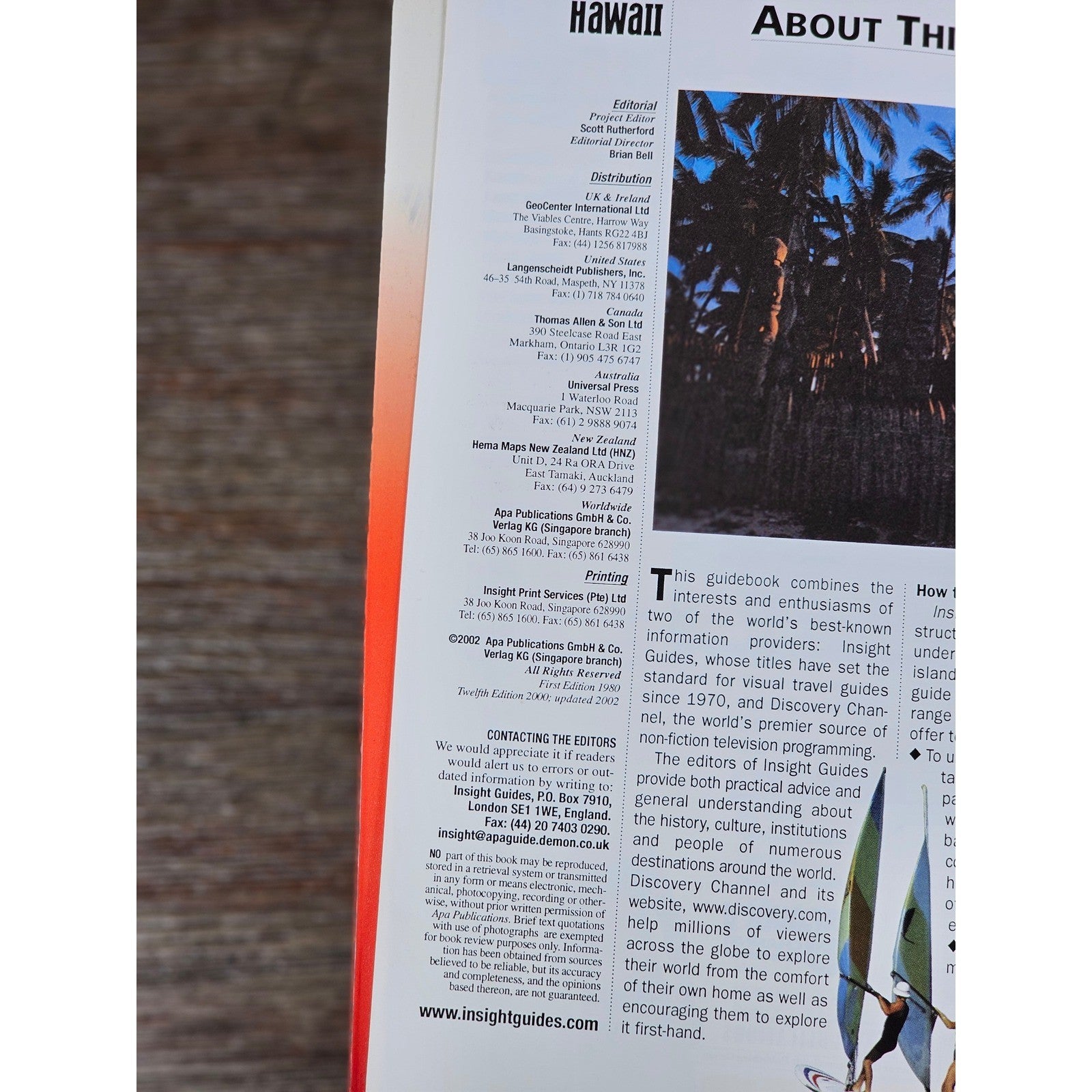 Insight Guides Hawaii Travel Guide Book Discovery Channel Edition 2000