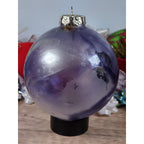 Vintage Blown Glass Christmas Ornaments Purple Blue Iridescent Set of 2