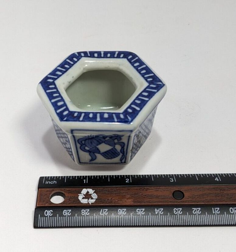 Small Cobalt Blue Japanese Porcelain Pot 2″ × 2.5″