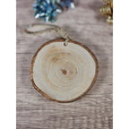 Rustic Wood Slice Ornament Peace Holly Berries Christmas Decor