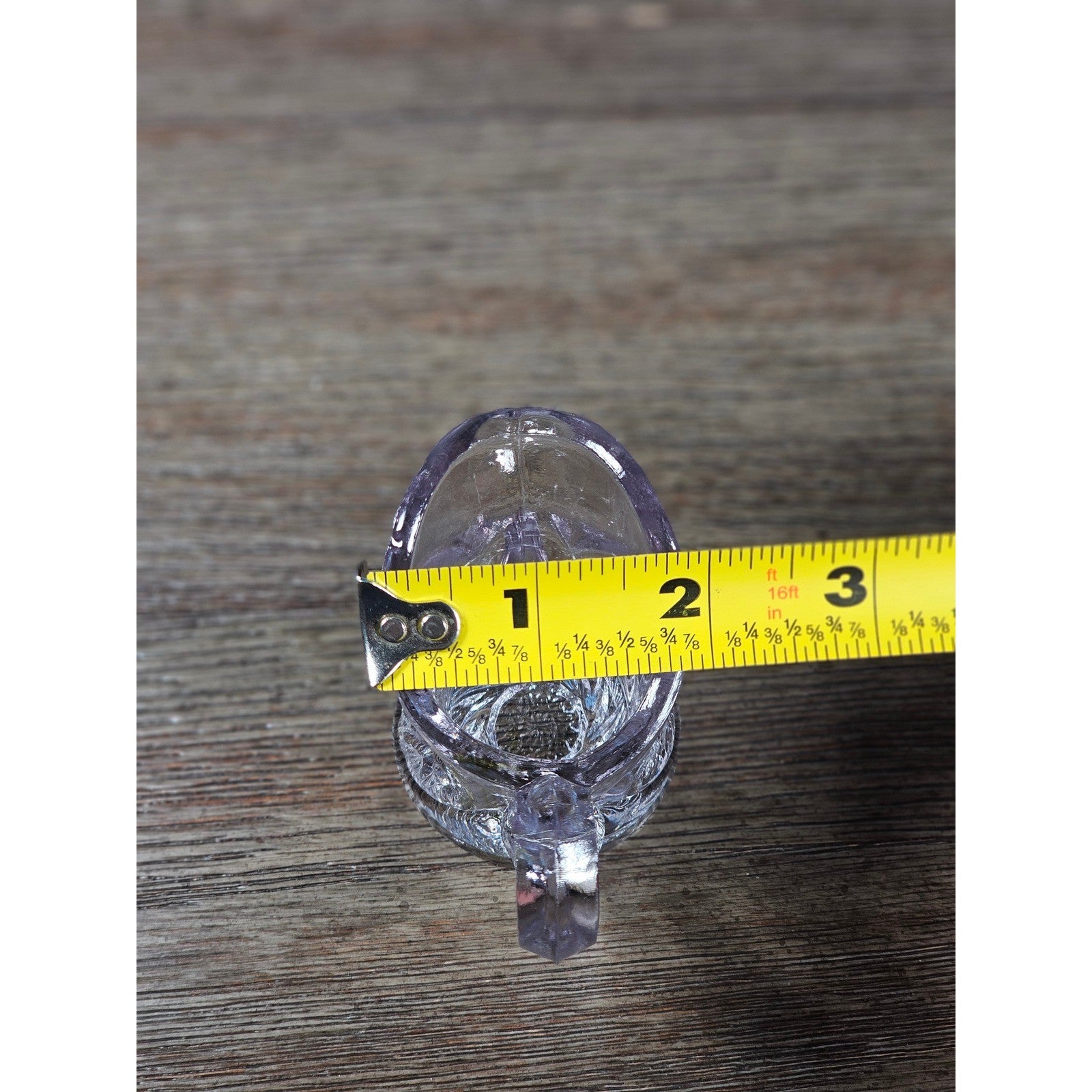 Vintage Cut Glass Mini Creamer Pitcher Starburst Swirl Chipped Rim 2.3in