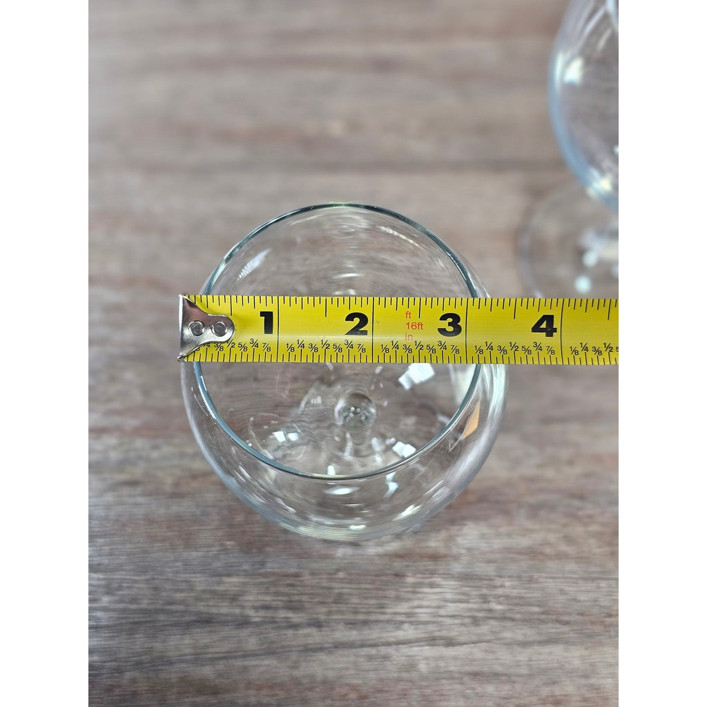 Vintage Clear Bowl Wine Glasses Set of 2 Stemware 8.5" Tall
