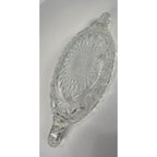 Cut Glass Candy Dish Starburst Pattern Handled Vintage