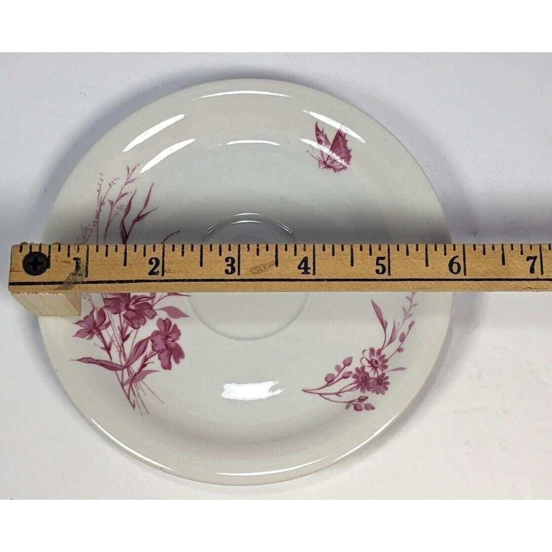 Moritz Zdekauer Saucer Floral Butterfly Gold Rim Czech Porcelain