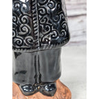 Vintage Ceramic Child Figurine Black Embossed Coat 9.5 Inch Statue
