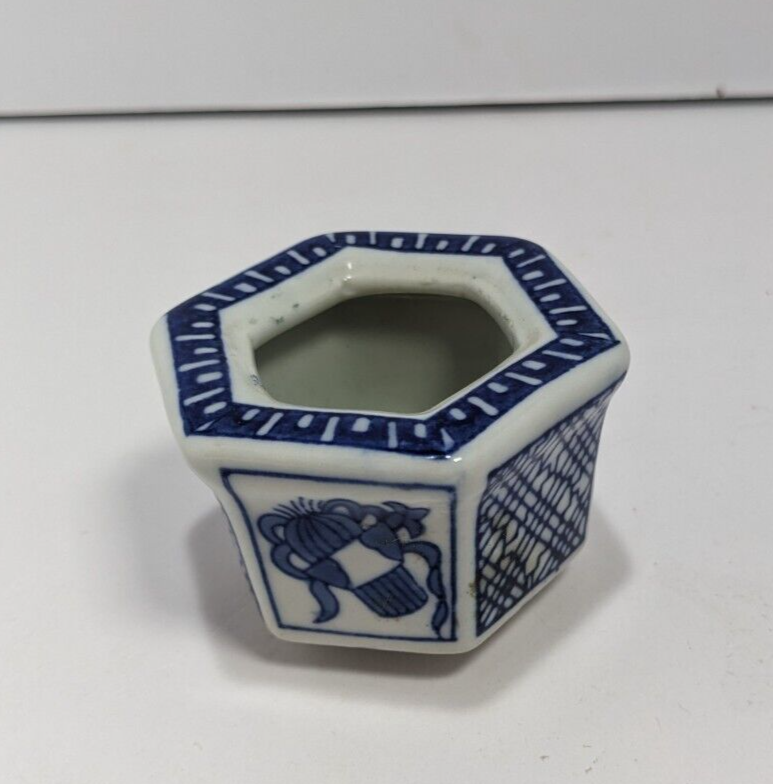 Small Cobalt Blue Japanese Porcelain Pot 2″ × 2.5″