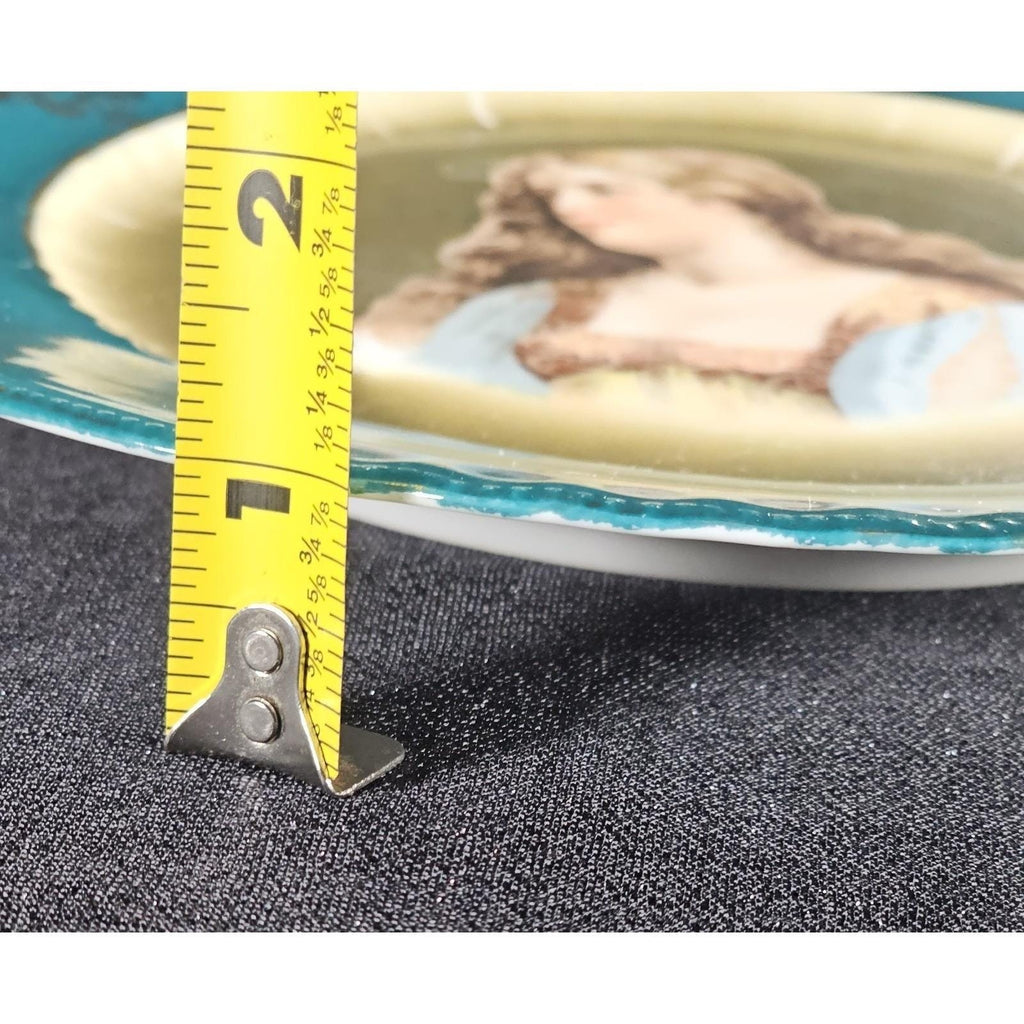 Antique Royal Vienna Porcelain Cabinet Plate Portrait Teal Olive 10 Inch