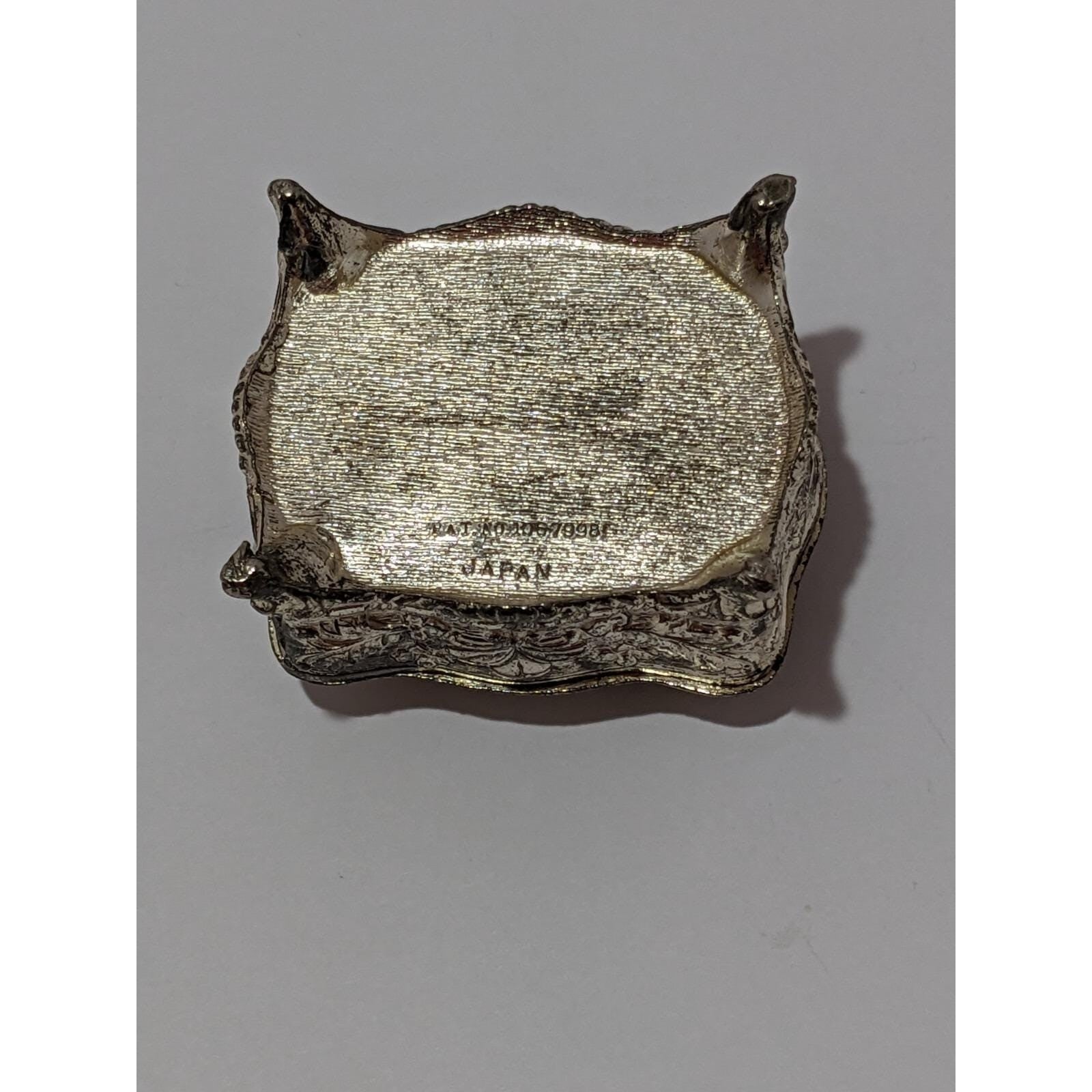 Vintage Silver Plated Trinket Box Red Felt Japan