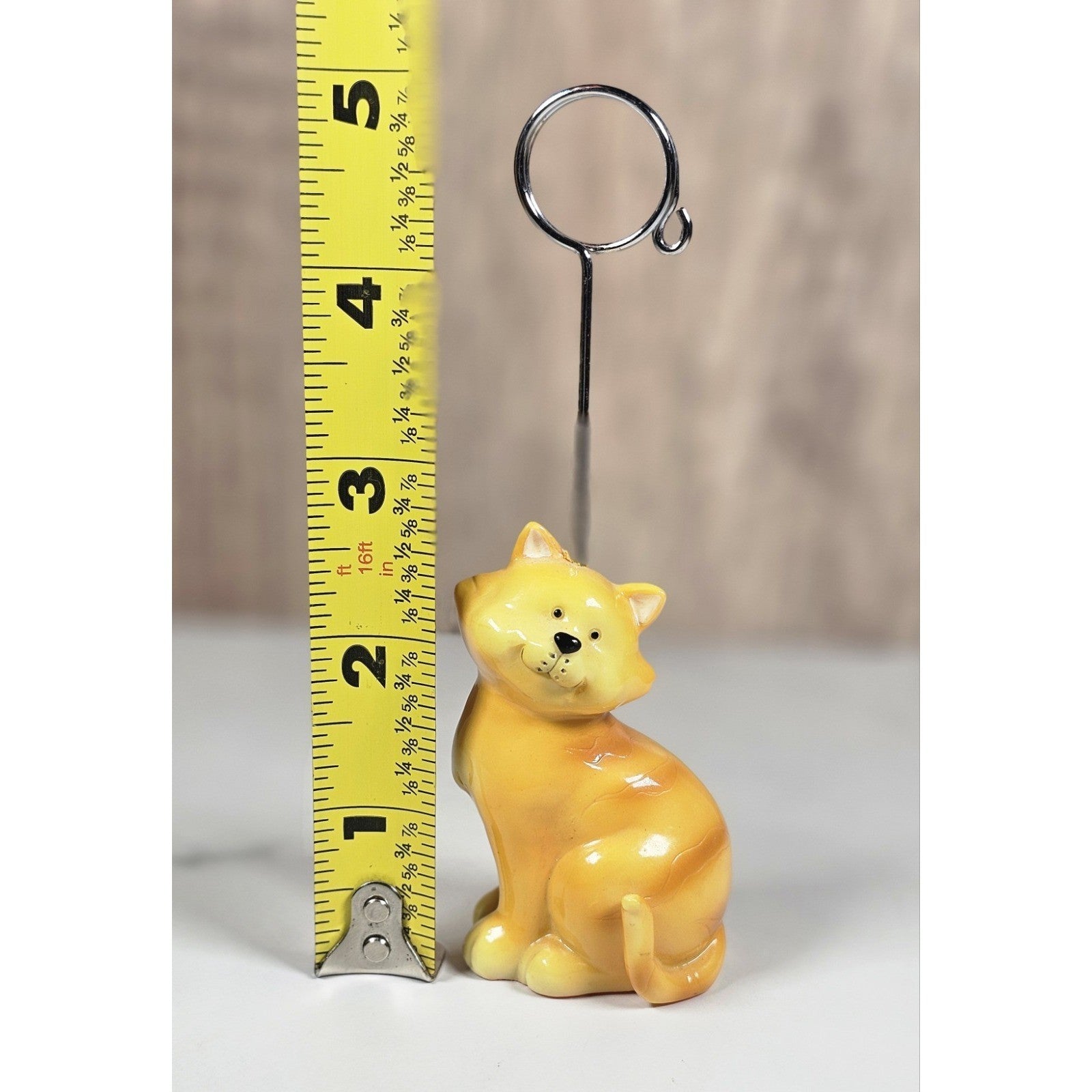 Vintage Ceramic Cat Card Holder Orange Desk Organizer Cute Feline Decor