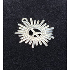Vintage Peace Sign Sunburst Pendant Silver Tone Charm