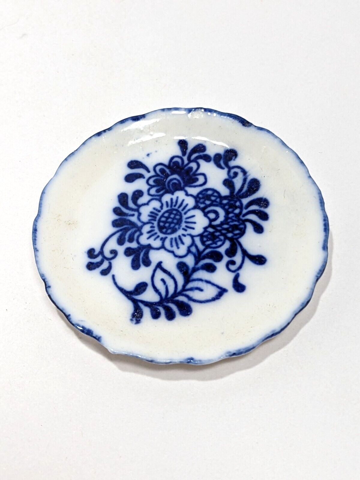 Dollhouse Tea Set with Blue White Floral Ceramic 1:12 Scale Miniature