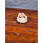 Vintage Ceramic Swan Trinket Box with Pink Rose | Romantic Jewelry Keepsake Box