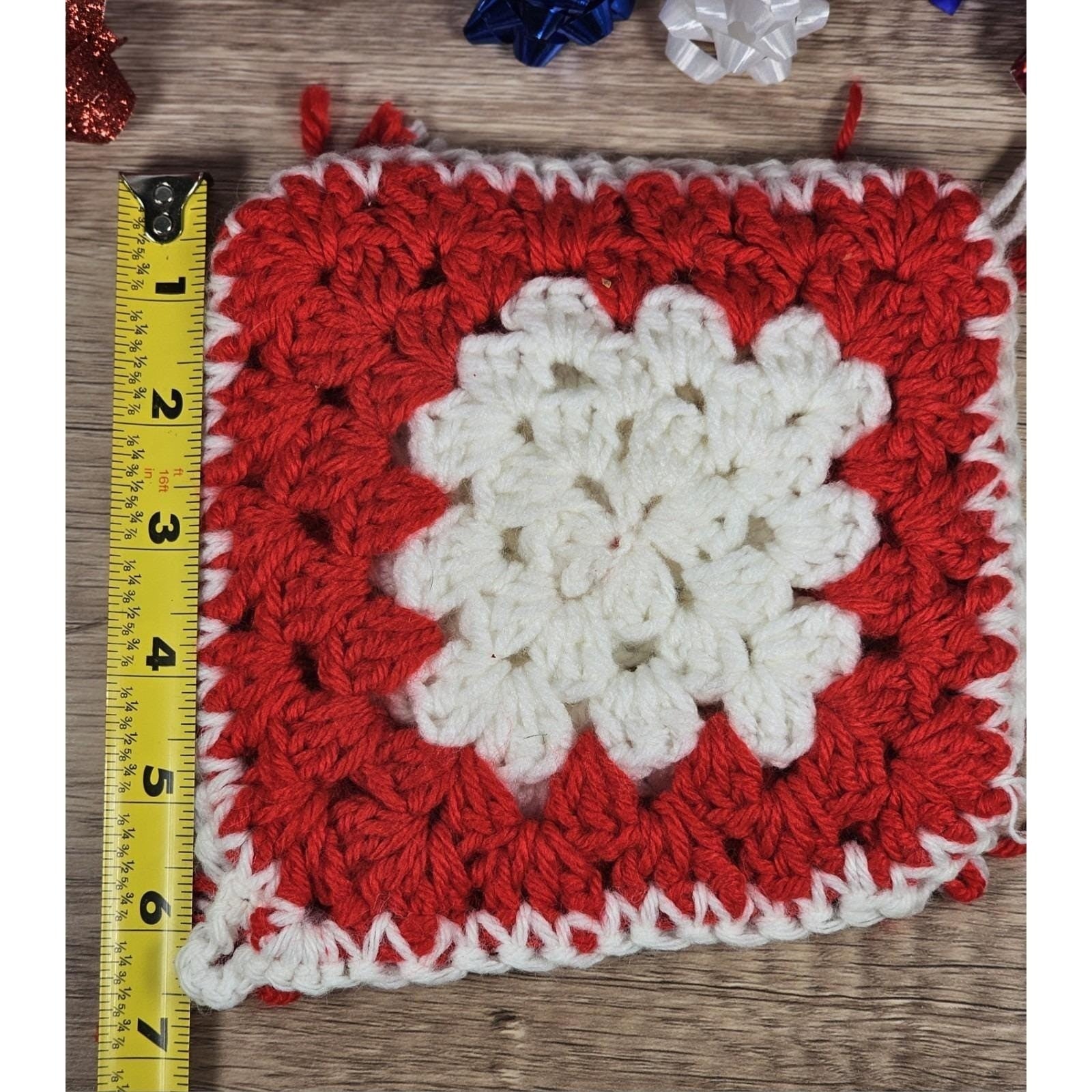 Vintage Crochet Poinsettia Ornaments Set 3 Christmas Decor