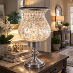 Towle Vintage Capiz Shell Table Lamp 16" Coastal Silver Accent