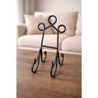 Vintage Iron Plate Stand | Black Metal Display Easel | Rustic Plate Holder