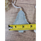 Felt Christmas Tree Ornaments Gray White Sparkle Set of 3