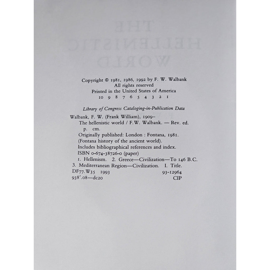 The Hellenistic World Revised Ed F.W. Walbank HC 1993 History