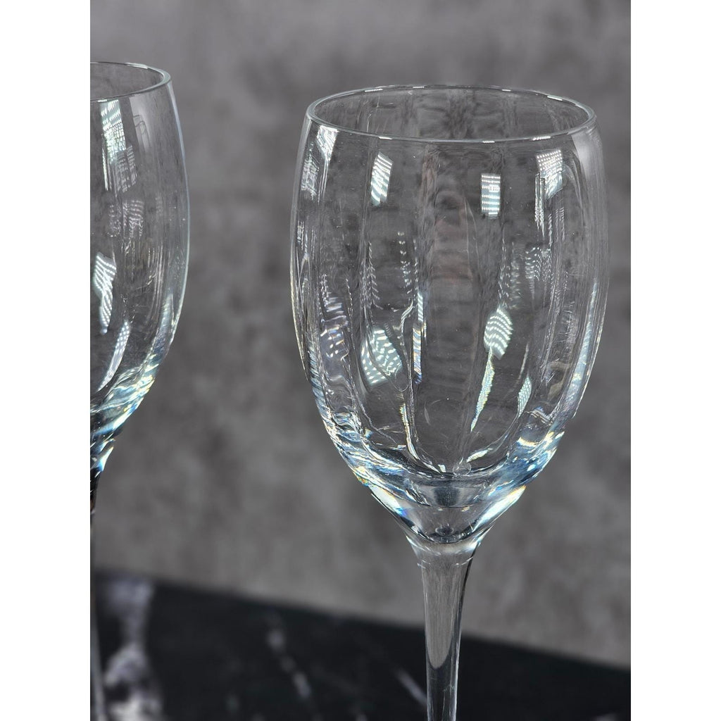 Vintage Crystal Fantasy Ribbed Water Goblets Set of 2 Glasses 7.5