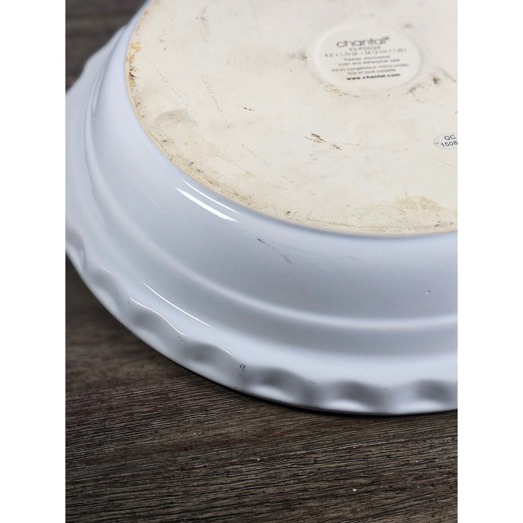 Vintage Chantal White Ceramic Pie Plate 11 Inch Fluted Rim Oven Safe
