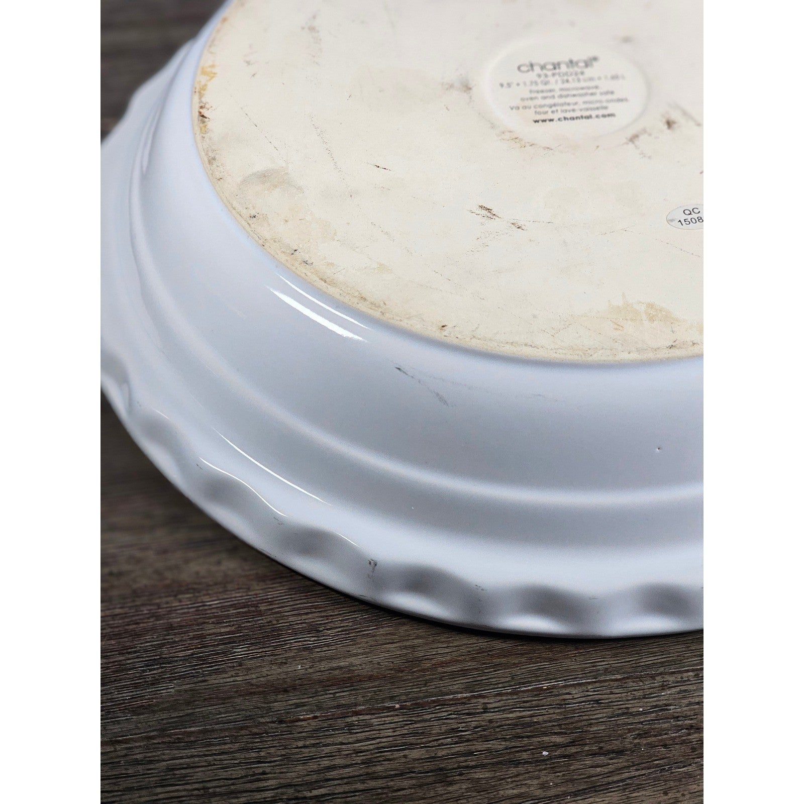 Vintage Chantal White Ceramic Pie Plate 11 Inch Fluted Rim Oven Safe