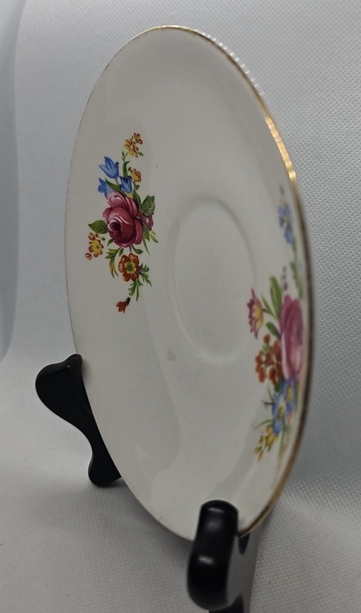 Vintage Clare Bone China Saucer 5.5” Floral Gold Trim English Fine China Plate