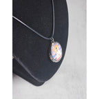 Vintage Buddhist Pendant Necklace Guanyin Lotus Oval Medallion