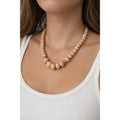 Vintage Wooden Bead Necklace with Silver Tone Accents | Rustic Boho Jewelry
