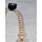 Vintage Wooden Bead Necklace with Silver Tone Accents | Rustic Boho Jewelry