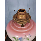 Vintage Hand-Painted Milk Glass Table Lamp | Pink Floral | Project Piece