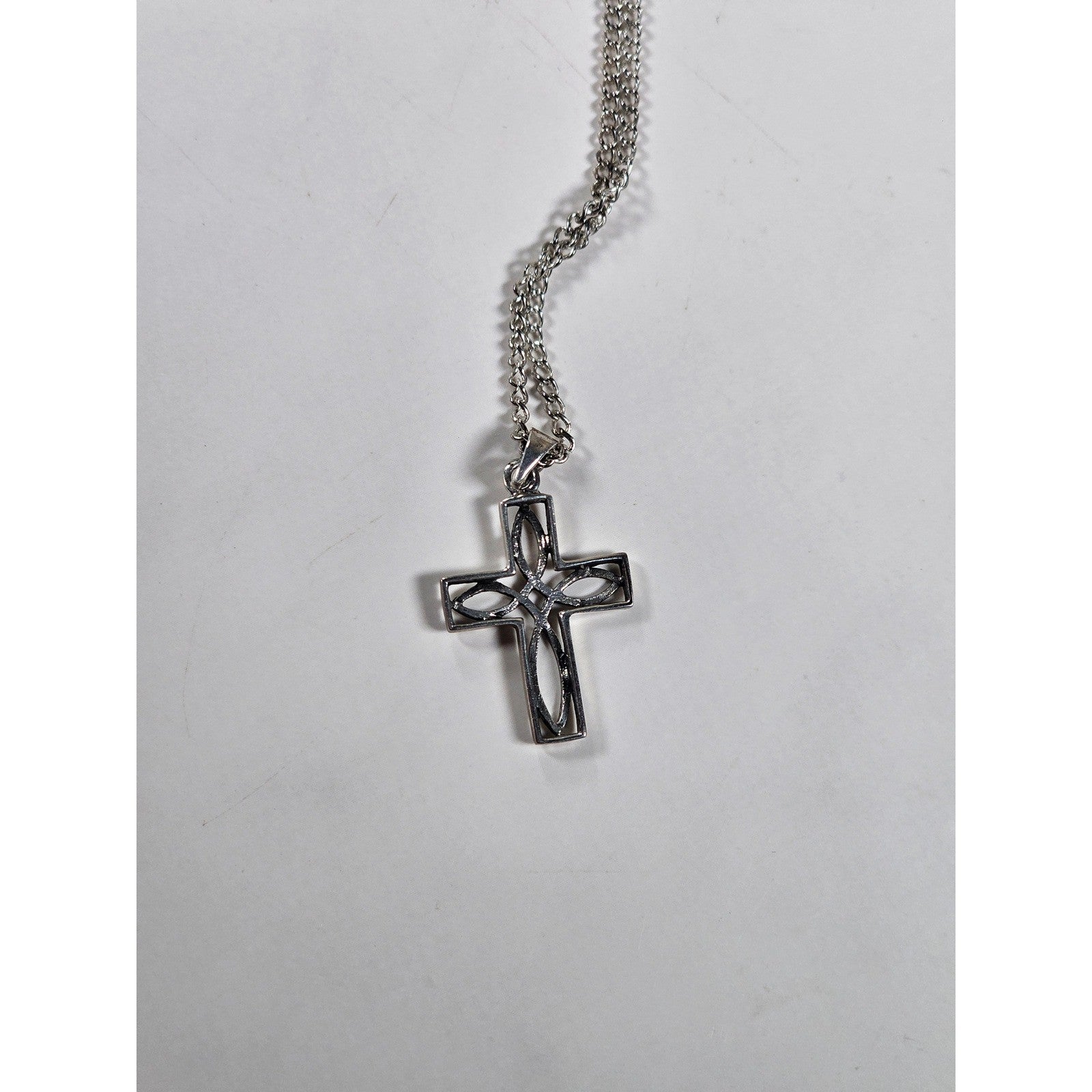 Vintage Silver Tone Celtic Cross Necklace Pendant