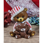 Vintage Bear Figurine Candy Cane Pajamas Teddy Bear 2.5 Inch