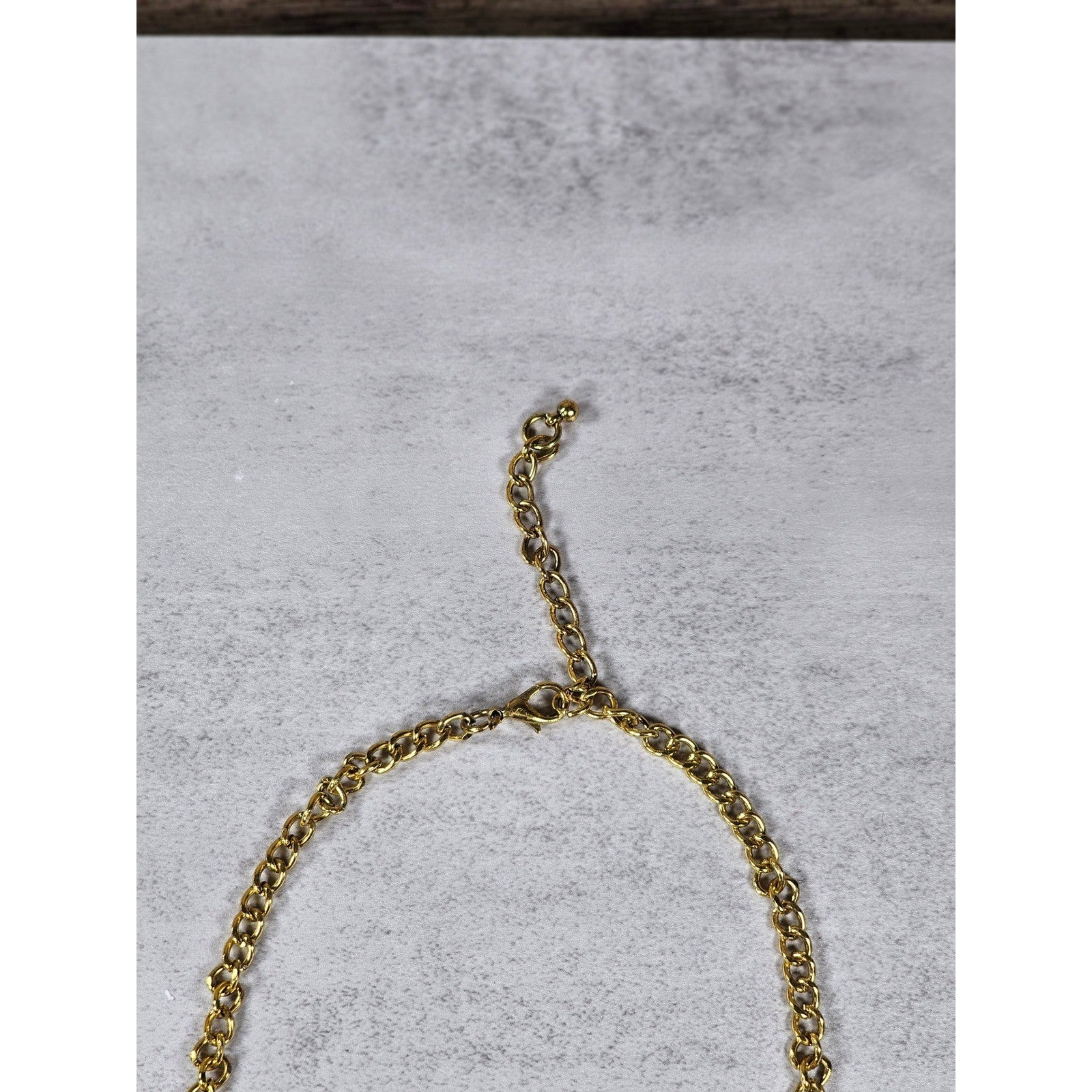 Vintage Gold Tone Winged Heart Rhinestone Statement Necklace