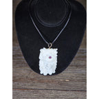 Vintage Buffalo Bone Carved Pendant Necklace Native Style 2.5 Inch