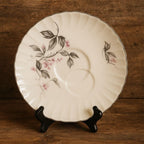 Vintage Cherry Blossom Porcelain Snack Plate Silver Trim