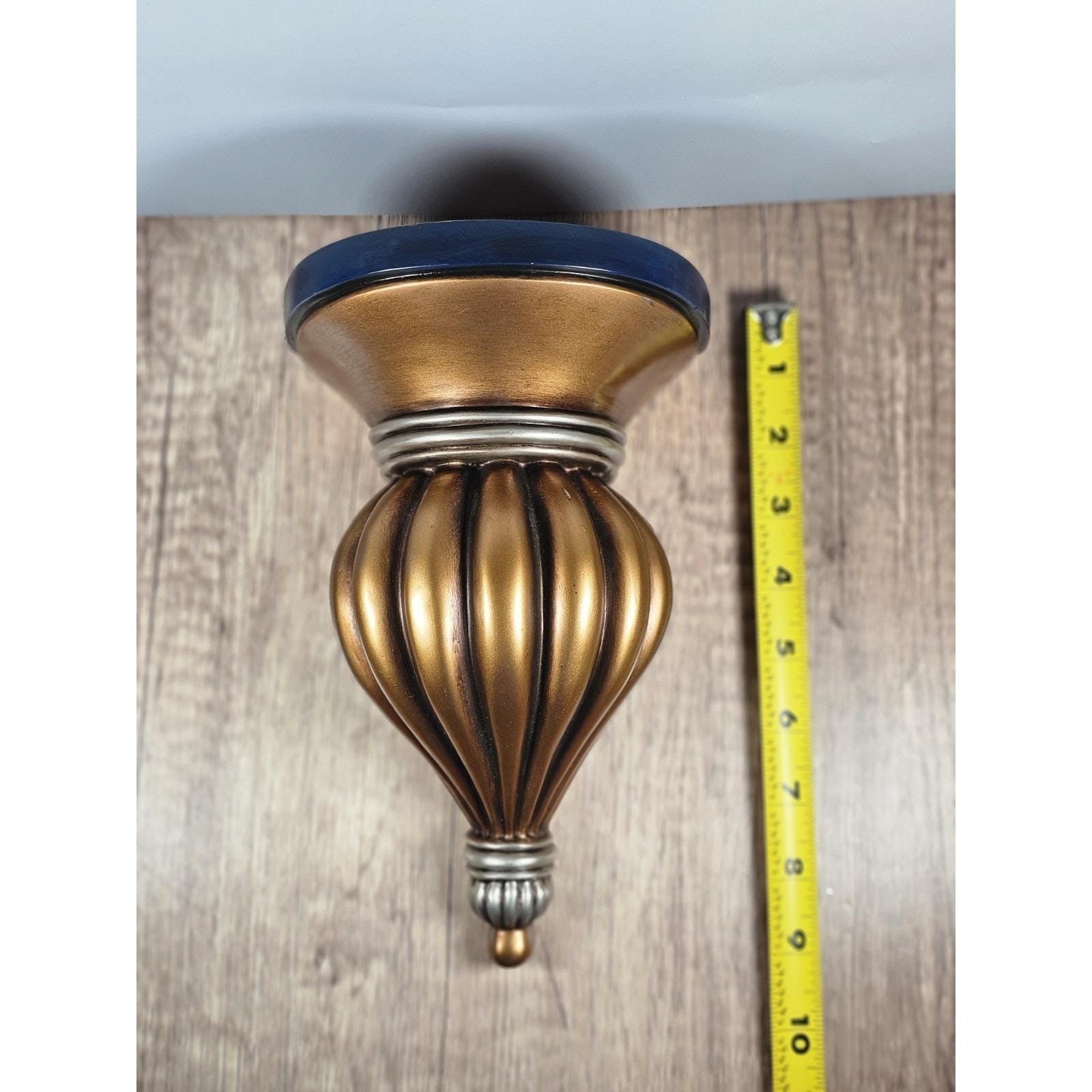 Vintage Gold & Blue Wall Corbel with Plate Holder Architectural Decor