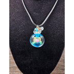 Glass Bottle Pendant Necklace Blue Floral Cork Vial Charm Necklace