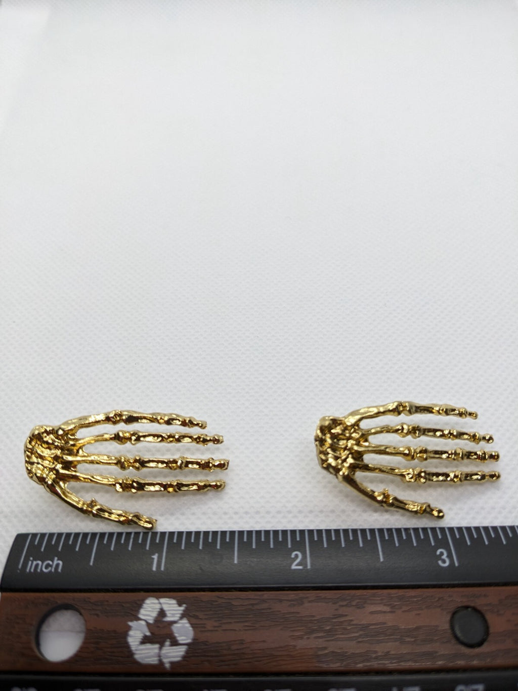 Gold Skeleton Hand Stud Earrings