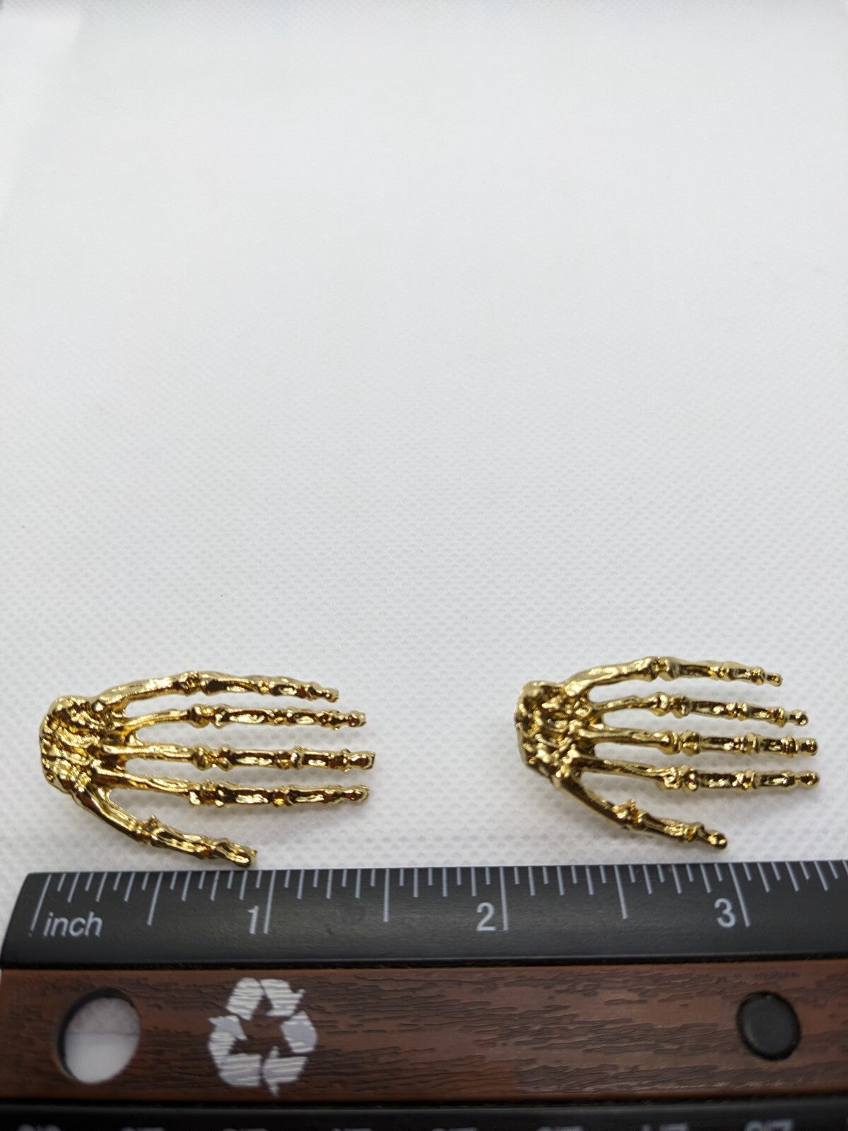 Gold Skeleton Hand Stud Earrings