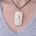 Vintage Carved Horse & Female Pendant Necklace Purple Stone