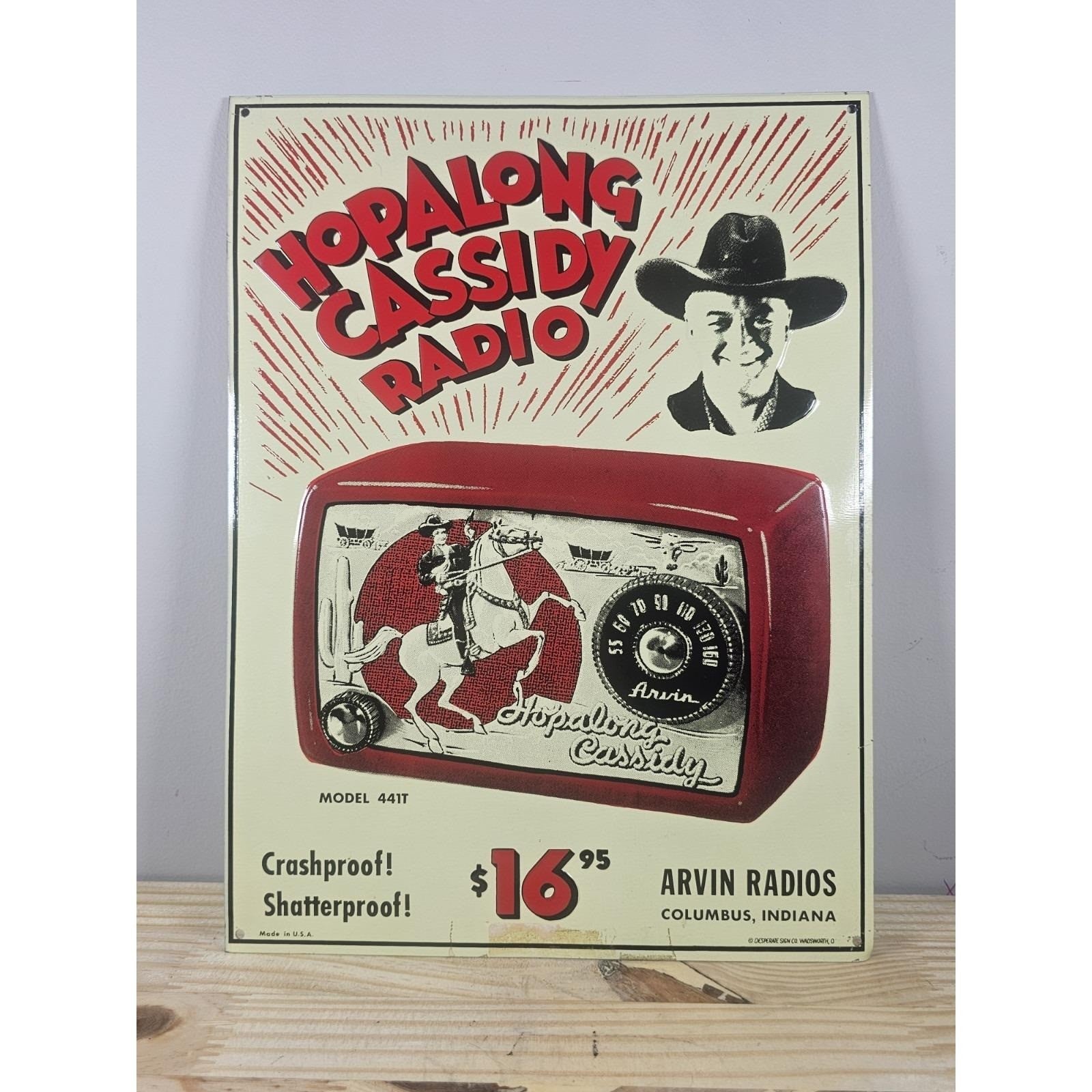 Hopalong Cassidy Arvin Radio Tin Sign 9x12 Vintage Style Advertising