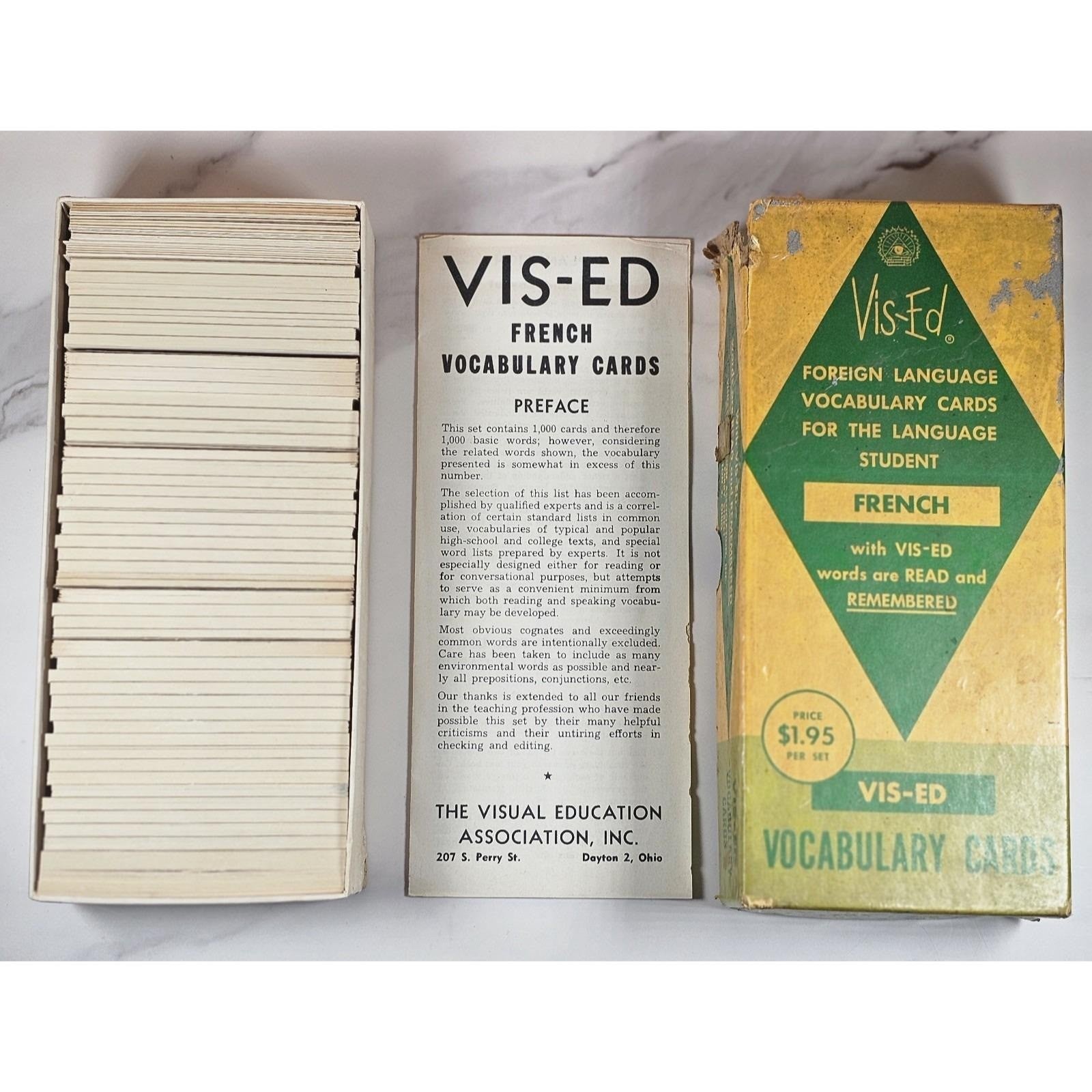Vintage Vis-Ed French Vocabulary Cards Set 1000 Words Language Study