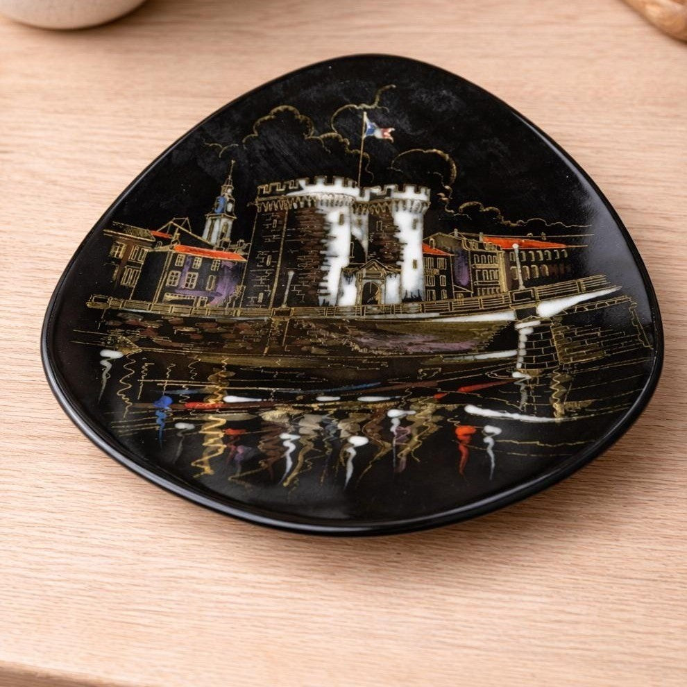 Vintage Longwy France Verdun Porte Chaussee Plate Hand Decorated
