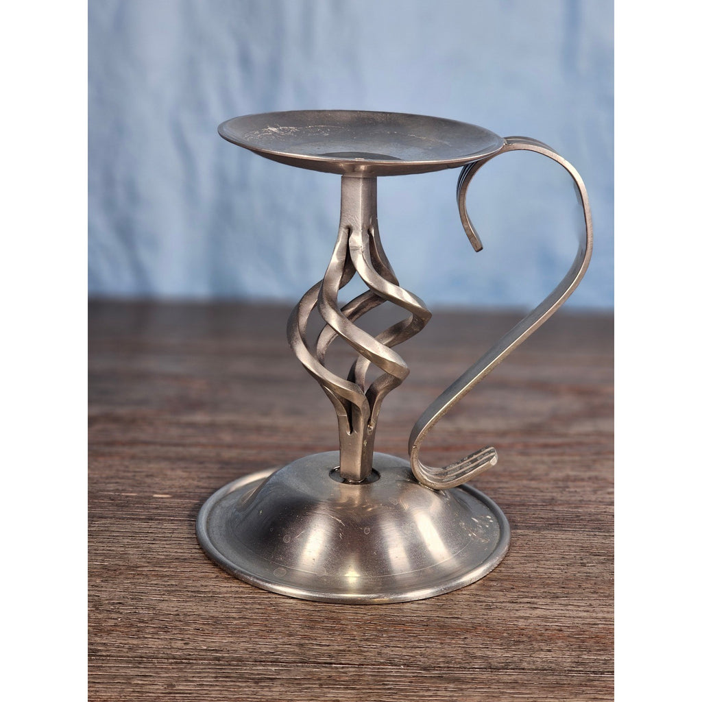 Vintage Bradford Exchange Solid Brass Candle Holder Twisted Stem Design