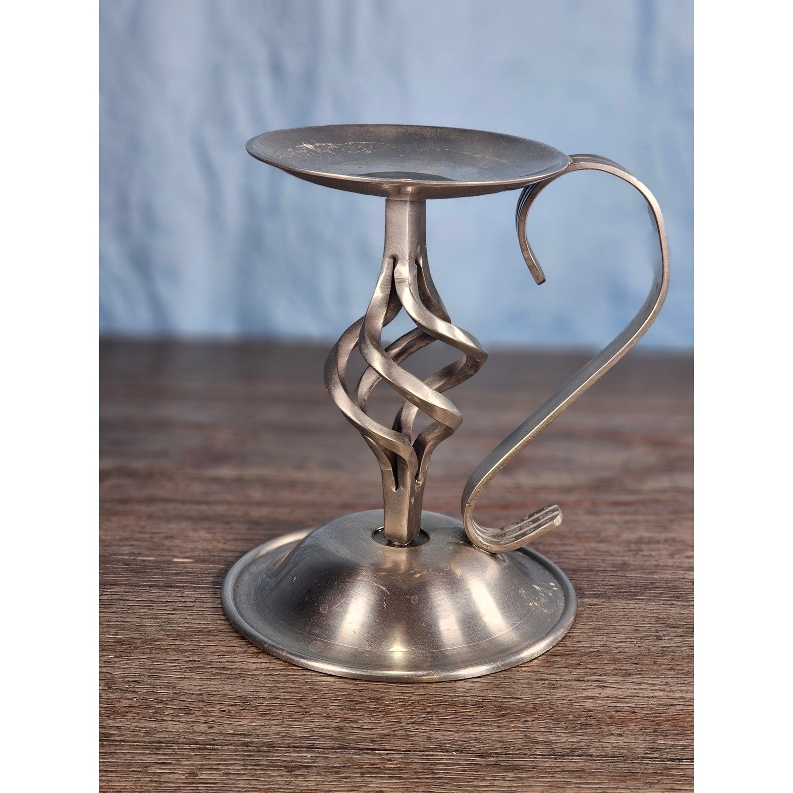 Vintage Bradford Exchange Solid Brass Candle Holder Twisted Stem Design