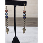 Vintage Arrow Dangle Earrings Red White Blue Boho Drop Jewelry