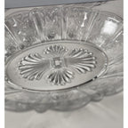 Vintage Clear Glass Sunflower Pattern Oblong Serving Bowl 9"