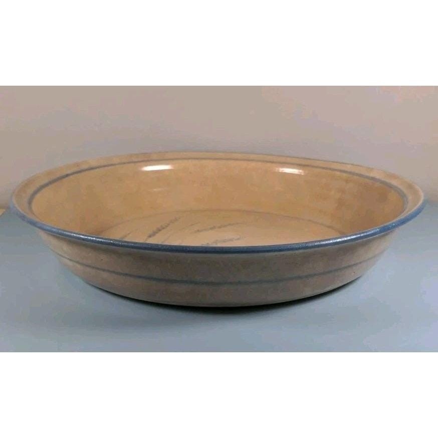 Handcrafted Sea Oats Ceramic Serving Bowl Blue Wheat 11.5"